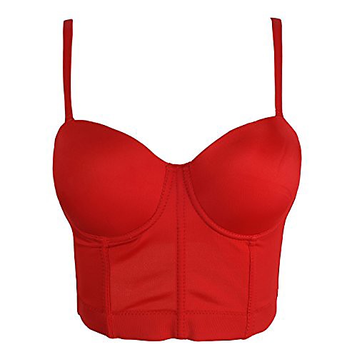 

she'smoda women's basic smooth push up bustier club party crop top bra xx-large red
