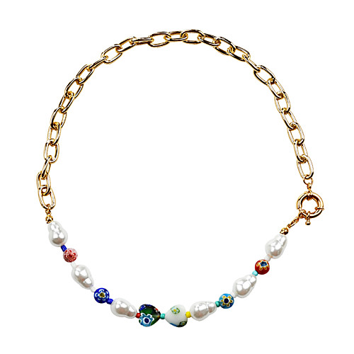 

Women's Choker Necklace Beaded Necklace Beads Colorful Fashion Holiday Cute Pearl Acrylic Alloy Picture color 47 cm Necklace Jewelry 1pc For Gift Birthday Party Festival / Pearl Necklace