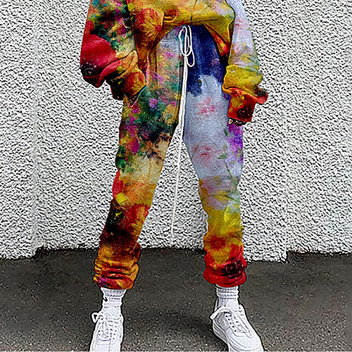 

Women's Fashion Casual / Sporty Comfort Going out Weekend Sweatpants Pants Graphic Prints Graffiti Full Length Pocket Print Yellow