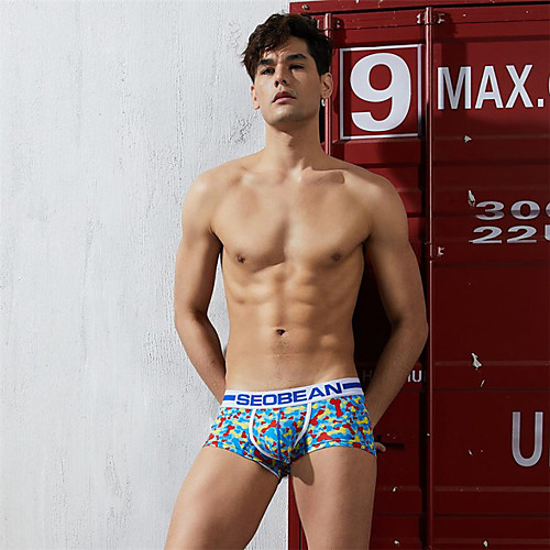 

Men's 1 PC Basic Boxers Underwear / Briefs Underwear - Normal Mid Waist Blue Blushing Pink M L XL