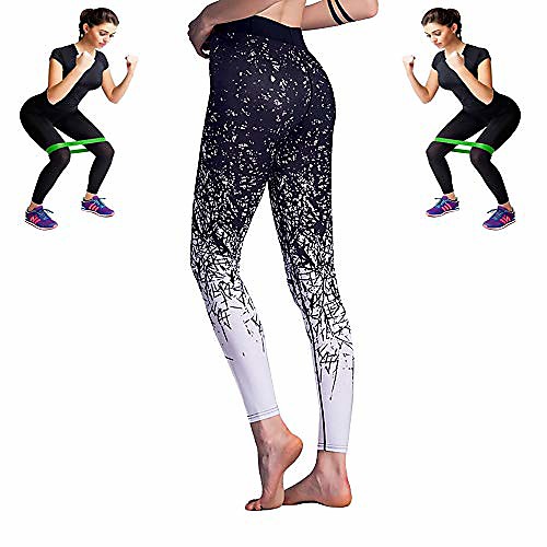 

omg check it out ! high waist forrest gym leggings free workout band (x-large, black)