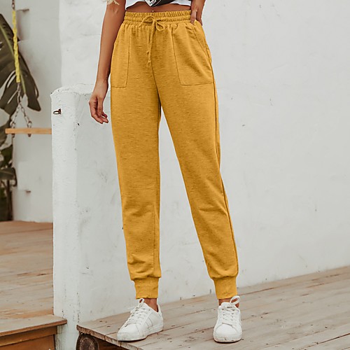 

Women's Sweatpants Jogger Pants Side Pockets Drawstring Solid Color Sport Athleisure Pants Pants / Trousers Bottoms Moisture Wicking Breathable Soft Comfortable Everyday Use Casual Daily Outdoor