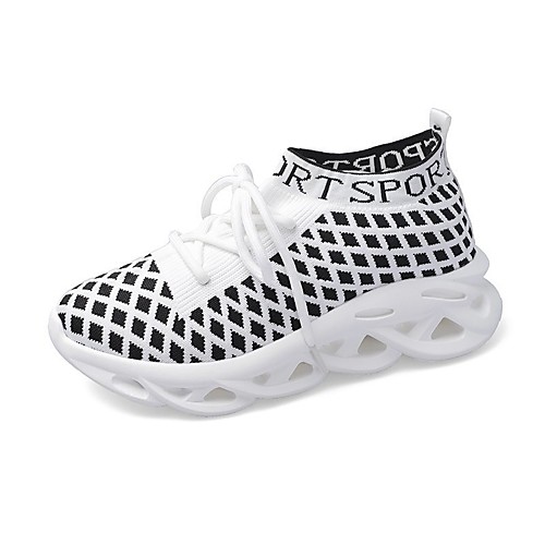 

Women's Trainers Athletic Shoes Flat Heel Round Toe Booties Ankle Boots Tissage Volant Color Block White Black / Booties / Ankle Boots