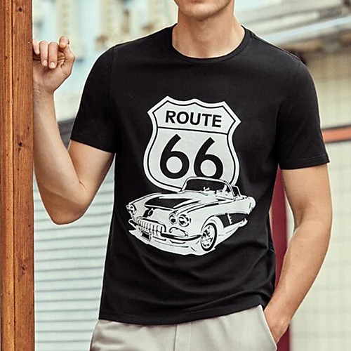 

Men's Unisex Tee T shirt Hot Stamping Graphic Prints Car Plus Size Print Short Sleeve Casual Tops 100% Cotton Basic Designer Big and Tall Black