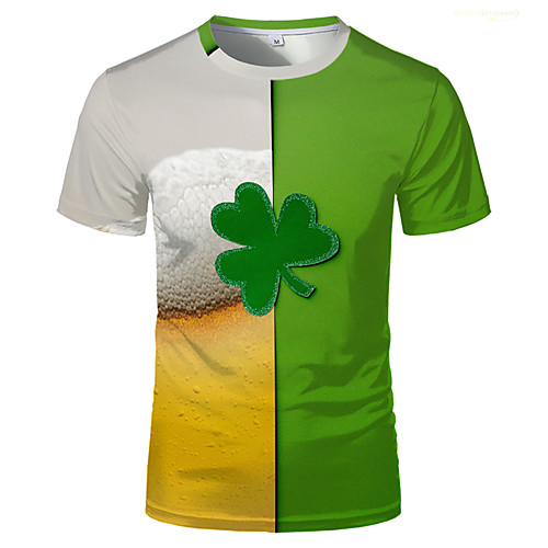 

Men's T shirt 3D Print Plants Graphic Prints Saint Patrick Day 3D Print Short Sleeve Daily Tops Casual Fashion Green