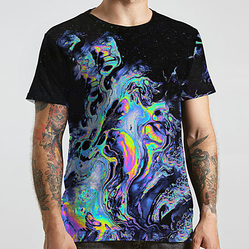 

Men's Unisex Tee T shirt 3D Print Graphic Prints Graffiti Plus Size Print Short Sleeve Casual Tops Basic Designer Big and Tall Black