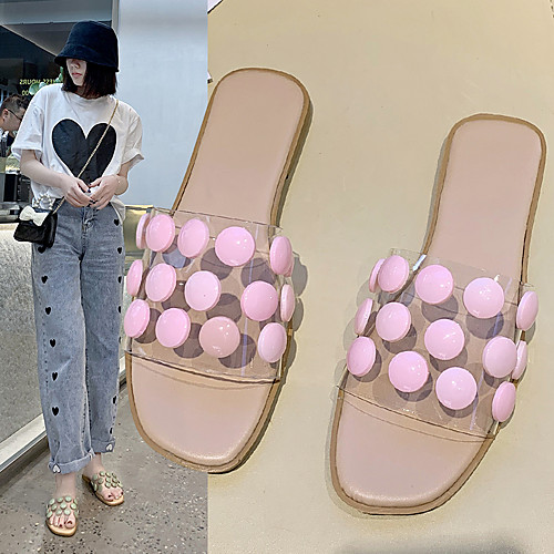 

Women's Sandals Flat Heel Round Toe PU Buckle Check Solid Colored Almond Black Yellow