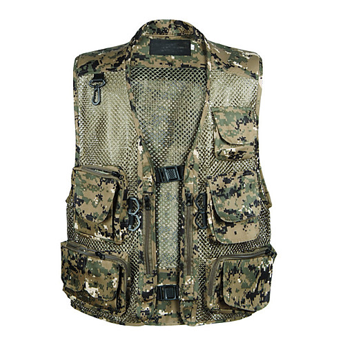 

Men's Hunting Gilet Outdoor Breathable Wearable Comfortable Multi-Pockets Spring Summer Solid Colored Camo Polyester Black Army Green Camouflage