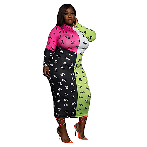 

cy0121 cross-border amazon europe and the united states plus size women's clothing, contrast printing fashion casual plus size dress women