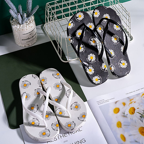 

2021 Summer Fashion Daisy Flip Flops Soft Bottom Non-Slip Clip Feet Beach Net Red Ins Women Slippers Factory Wholesale