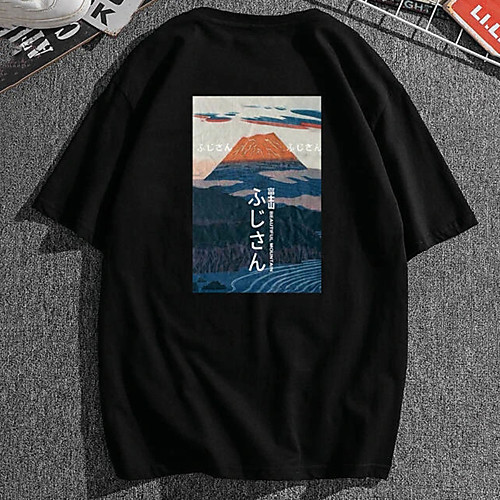 

Men's Tee T shirt Hot Stamping Graphic Prints Landscape Print Short Sleeve Casual Tops 100% Cotton Basic Designer Big and Tall Black