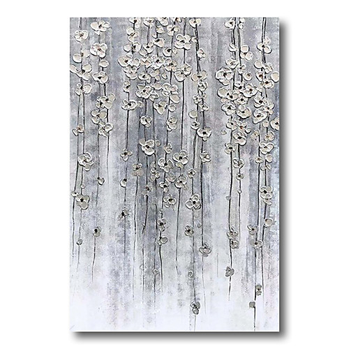 

Stretched Oil Painting Hand Painted Canvas Abstract Comtemporary Modern High Quality Silver Blossom Ready to Hang