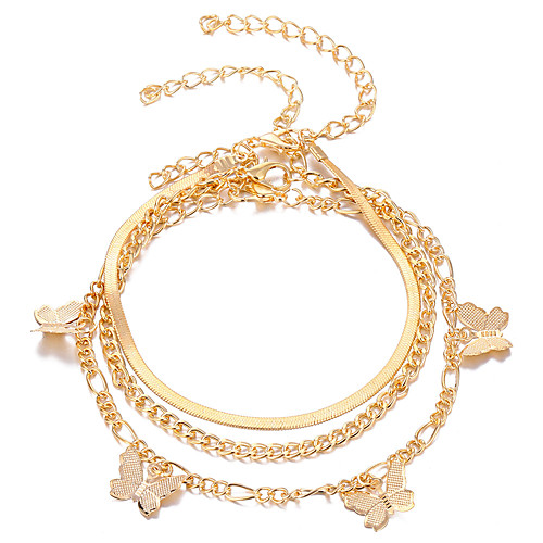 

multi-layer chain butterfly pendant anklet alloy metal anklet set