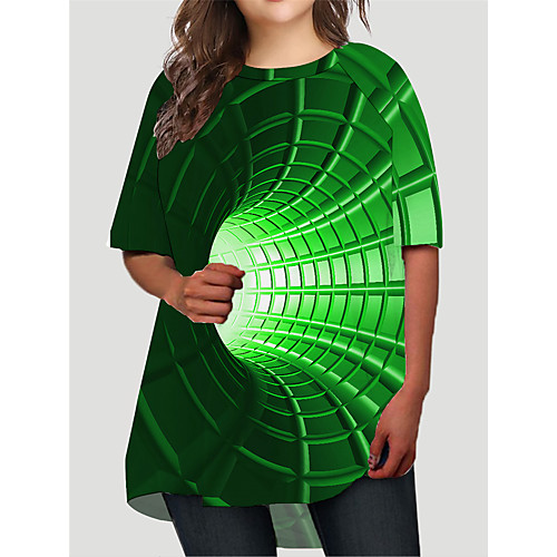 

Women's Plus Size Dresses T Shirt Dress Tee Dress Short Mini Dress Half Sleeve Graphic 3D Print Basic Fall Green XL XXL 3XL 4XL 5XL / Holiday