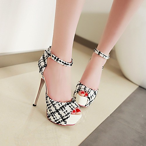

Women's Sandals Stiletto Heel Peep Toe PU Synthetics Almond White Black