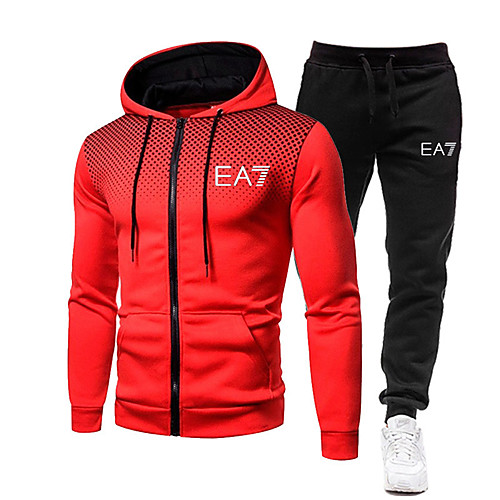 

Men's 2 Piece Full Zip Tracksuit Sweatsuit Casual Athleisure 2pcs Winter Long Sleeve Moisture Wicking Breathable Soft Fitness Gym Workout Running Active Training Jogging Sportswear Polka Dot Jacket