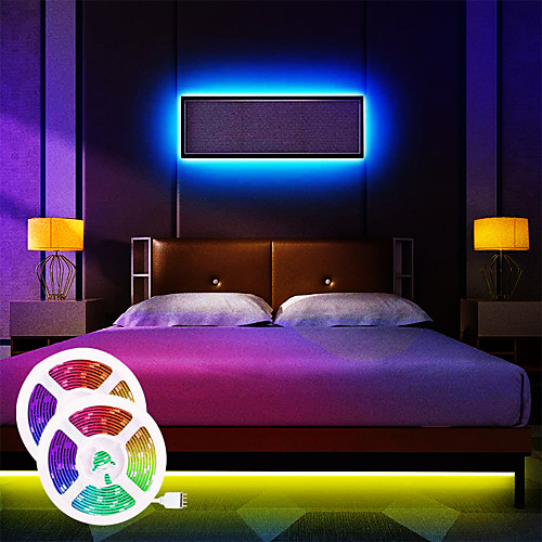 

LED Strip Lights Music Synchronous Waterproof 65ft 2x10 Meter Happy Multicolour Light Strip 5050 RGB LED Flexible Strip Light with 20 key IR Controller Optional with Adapter Kit DC12V