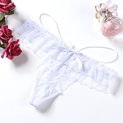 

Women's 1 Piece Lace G-strings & Thongs Panties Low Waist White Black Blue One-Size