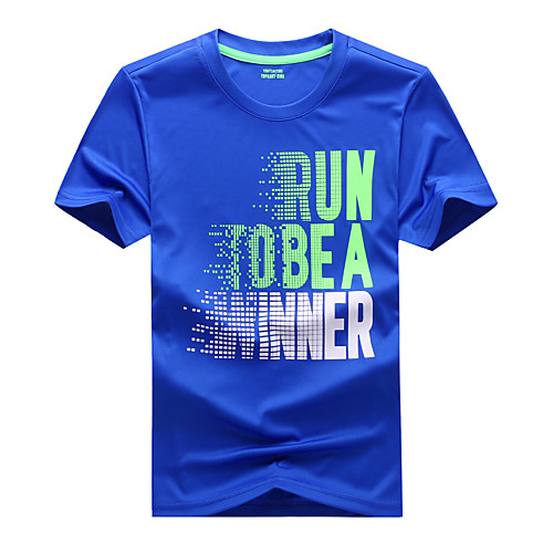 

Boys' T shirt Hiking Tee shirt Short Sleeve Crew Neck Tee Tshirt Top Outdoor Ultraviolet Resistant Quick Dry Lightweight Breathable Autumn / Fall Spring Polyester White Blue Green Fishing Climbing
