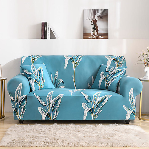 

Blue Floral Print Dustproof All-powerful Slipcovers Stretch Sofa Cover Super Soft Fabric Couch Cover With One Free Boster Case(Chair/Love Seat/3 Seats/4 Seats)