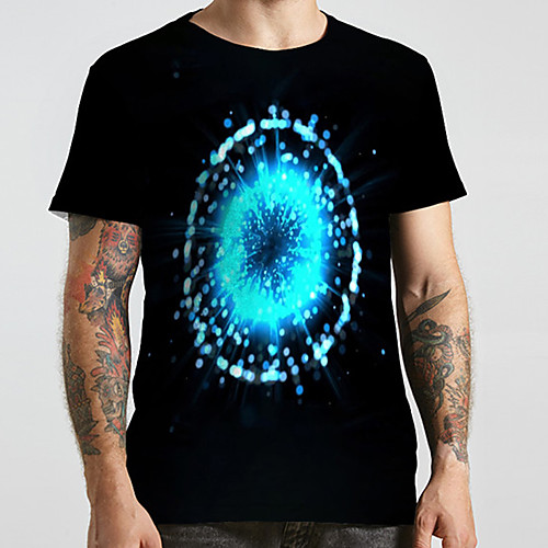 

Men's Unisex Tee T shirt 3D Print Graphic Prints Geometry Plus Size Print Short Sleeve Casual Tops Basic Designer Big and Tall Black