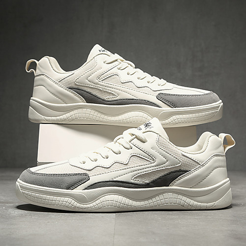 

Men's Sneakers Sporty Casual Daily Outdoor Running Shoes Walking Shoes PU Breathable Non-slipping Wear Proof White Beige Gray Spring Summer
