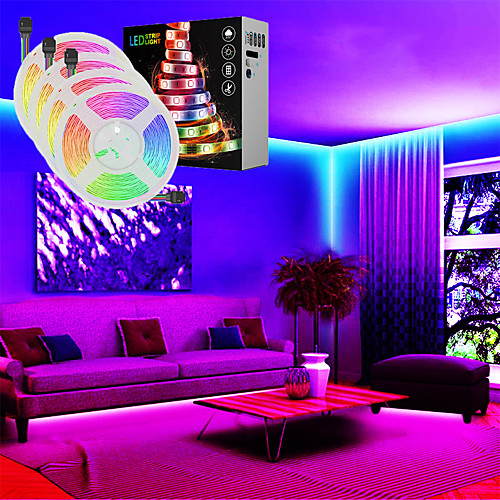 

LED Strip Lights Music Sync Timed Remote Waterproof 20M(4x5M) RGB Tiktok Lights 5050 SMD Flexible 600 LEDs IR 40 Key Controller with Installation Package 12V 8A Adapter Kit