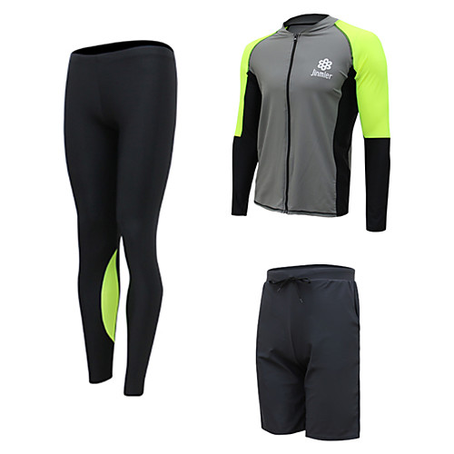 

Men's Rash Guard Dive Skin Suit Swimwear Quick Dry Breathable Long Sleeve 3-Piece Front Zip - Swimming Diving Surfing Patchwork Autumn / Fall Spring Summer