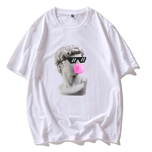 

Men's Tee T shirt Hot Stamping Graphic Prints Human Print Short Sleeve Casual Tops 100% Cotton Basic Designer Big and Tall White