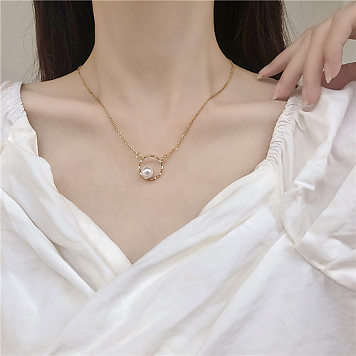 

Women's Couple's Pendant Necklace Necklace Classic Drop Dainty Simple Elegant Cute Imitation Pearl Alloy Gold 45 cm Necklace Jewelry 1pc For Party Evening Street Gift Birthday Party / Charm Necklace