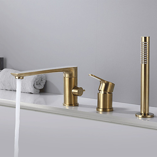 

Bathtub Faucet - Contemporary Chrome Roman Tub Ceramic Valve Bath Shower Mixer Taps