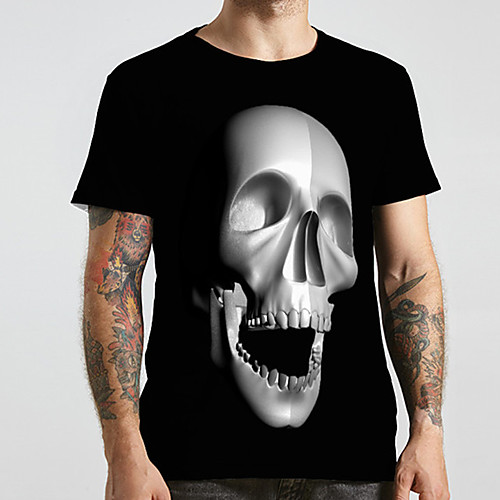 

Men's Unisex Tee T shirt 3D Print Graphic Prints Skull Plus Size Print Short Sleeve Casual Tops Fashion Designer Big and Tall Black