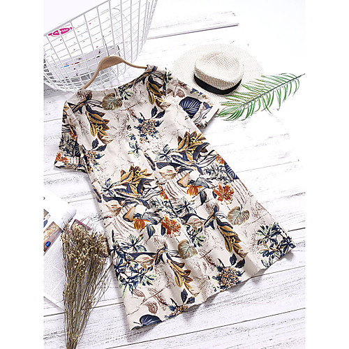 

quality 2019 summer european and american women's short-sleeved round neck plus size pocket a-line skirt dress wholesale