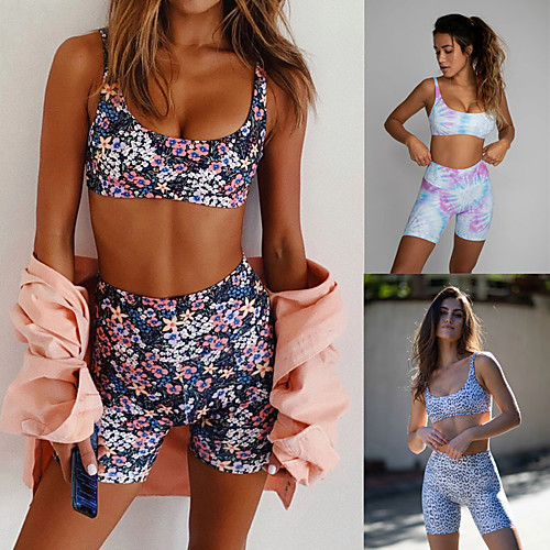 

Women's Tankini Swimwear Quick Dry Breathable Sleeveless 2 Piece - Swimming Surfing Water Sports Tie Dye Leopard Summer
