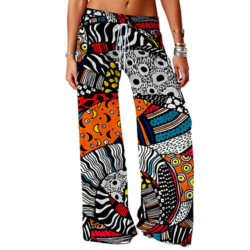 

Women's Basic Soft Comfort Daily Home Chinos Pants Graphic Graffiti Full Length Elastic Drawstring Design Print Rainbow