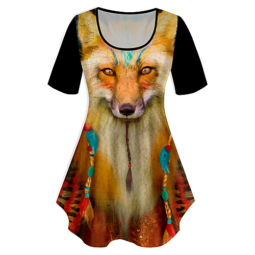 

Women's Plus Size Print Graphic Animal T shirt Large Size Crewneck Short Sleeve Basic Tops XL XXL 3XL Black Big Size