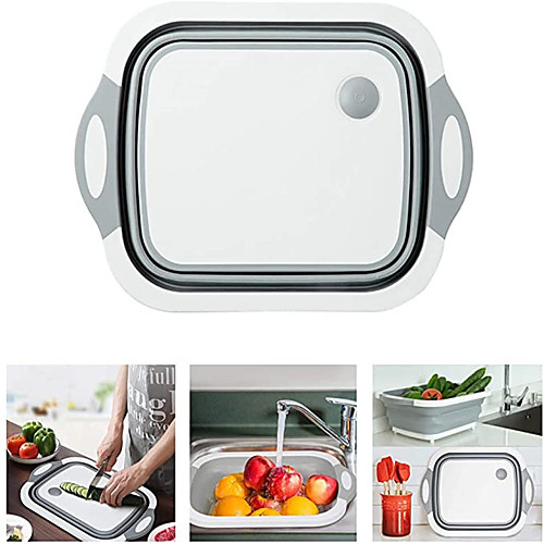 

Folding Cutting Board Multifunctional Collapsible Sink Drain Basket Washable Vegetables Strainer Kitchen Storage Organizer