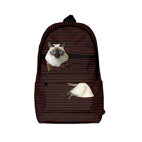 

Unisex Nylon Commuter Backpack 3D Large Capacity Waterproof Zipper Animal School Daily Backpack Blue Light Gray Drak Red