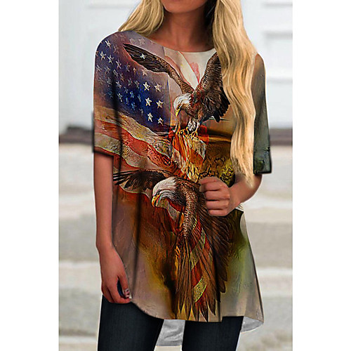 

Women's T Shirt Dress Tee Dress Short Mini Dress Yellow Half Sleeve Flag Animal Print Spring Summer Round Neck Casual 2021 S M L XL XXL 3XL