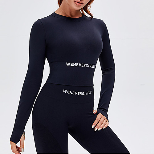 

Women's Tee / T-shirt Crew Neck Nylon Spandex Letter & Number Sport Athleisure T Shirt Top Long Sleeve Quick Dry Breathable Soft Comfortable Everyday Use Casual Daily Outdoor