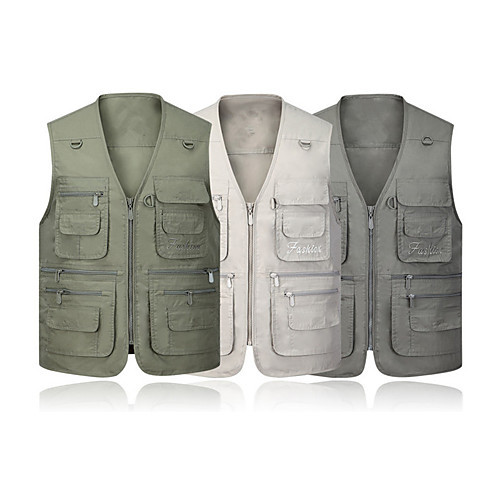 

Men's Hunting Gilet Outdoor Breathable Wearable Comfortable Multi-Pockets Spring Summer Solid Colored Cotton White Army Green Grey