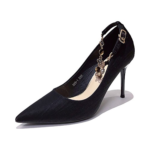 

Women's Heels Pumps Pointed Toe Booties Ankle Boots Satin Solid Colored Almond Black / Booties / Ankle Boots