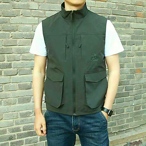 

Men's Hiking Vest / Gilet Fishing Vest Winter Outdoor Lightweight Breathable Wear Resistance Multi Pocket Vest / Gilet Top Single Slider Camping / Hiking Hunting Fishing Black Red Army Green Khaki