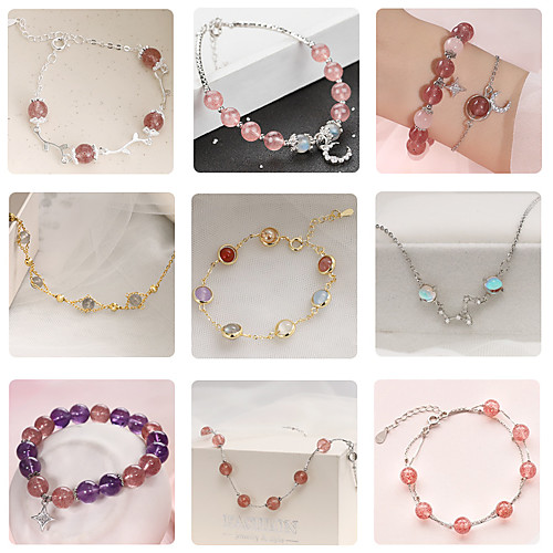 

pearl bracelet colorful strawberry crystal bracelet female natural moonstone transfer beads bracelet