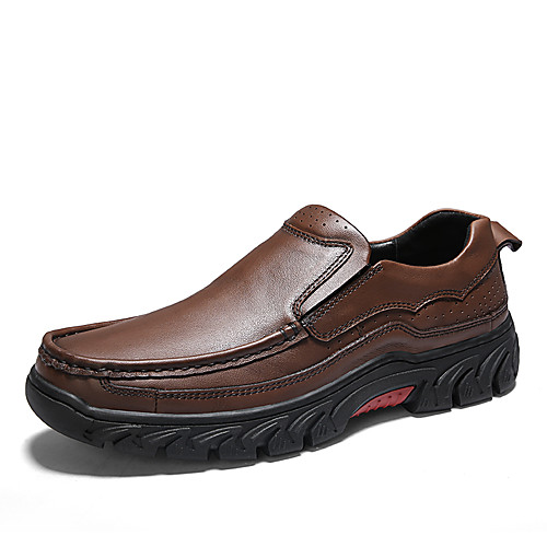 

Men's Trainers Athletic Shoes Leather Shoes Sporty Casual Athletic Outdoor Walking Shoes Trail Running Shoes Nappa Leather Cowhide Breathable Handmade Non-slipping Booties / Ankle Boots Black Khaki