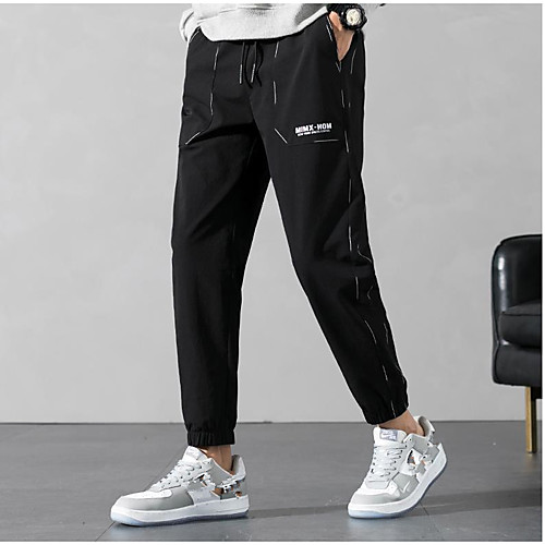 

Men's Casual / Sporty Pants Pants Letter Black Grey