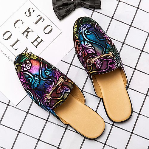 

Men's Clogs & Mules Business Classic British Daily Office & Career PU Breathable Non-slipping Wear Proof Blue Gold Rainbow Camouflage Spring Summer