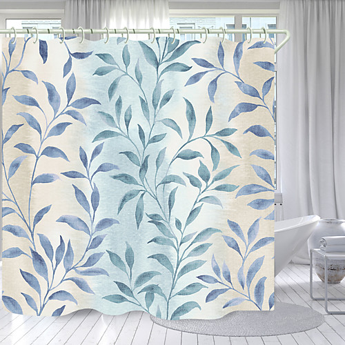 

Bicolor Leaves Digital Printing Shower Curtain Shower Curtains Hooks Modern Polyester New Design