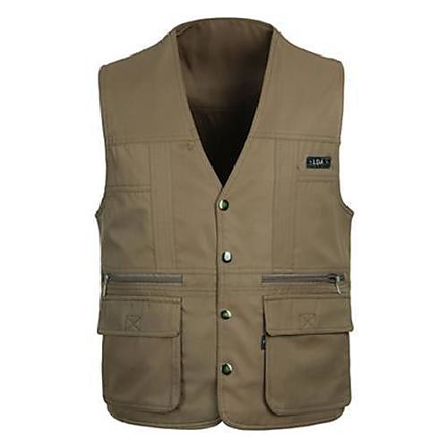 

Men's Hiking Vest / Gilet Fishing Vest Outdoor Quick Dry Lightweight Breathable Sweat wicking Jacket Top Fishing Climbing Running Army green six pockets double-sided- Army Green Six Pocket Vest