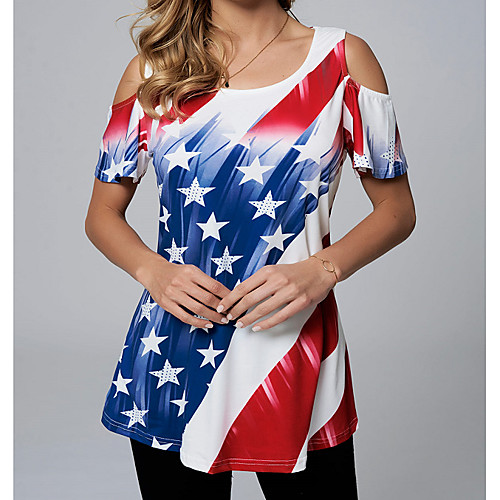 

european and american foreign trade amazon independent station american printed flag loose casual dress